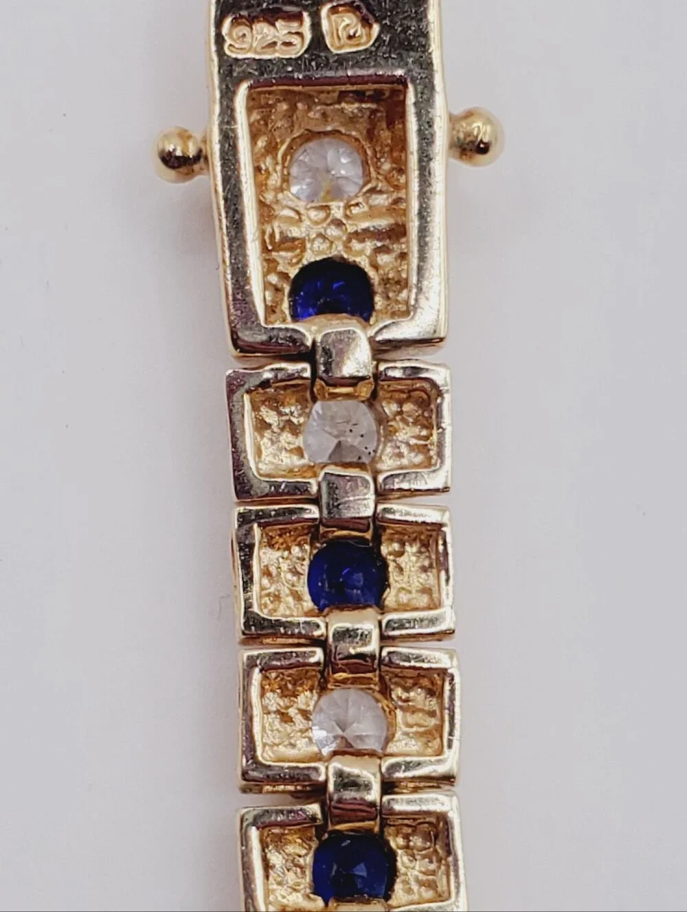Classic Yellow Gold - 925 Sterling Silver Blue Sapphire Tennis Bracelet
